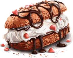 Ice cream sandwich illustration ai generative image png