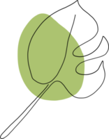 eenvoud monstera blad uit de vrije hand doorlopend lijn tekening png