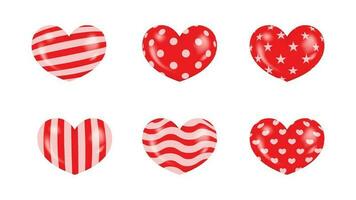 set of heart balloons with six options. a set heart vector illustration