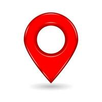 3d red location icon on white background with shadow vector