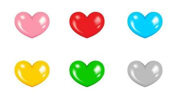 set of heart balloons with six options. a set heart vector illustration