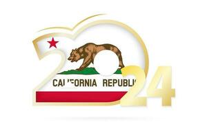 Year 2024 with California Flag pattern. vector