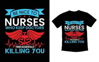 diseño de camiseta de tipografía de enfermera vector