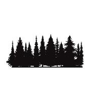 Vintage different pine trees and forest silhouettes set isolated on white background vector illustration