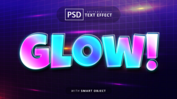 Colorful glow neon text effect editable psd