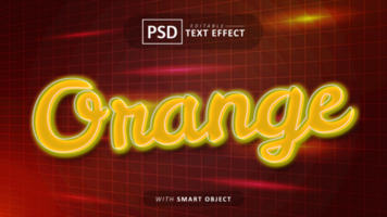 arancia splendore neon stile testo effetto psd