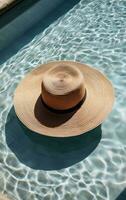 Summer hat near swimming pool photo