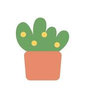 Cute small houseplant semi flat colour vector object. Exotic plant in ceramic pot. Editable cartoon clip art icon on white background. Simple spot illustration for web graphic design