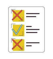 Checklist with tasks flat line color isolated vector object. Editable clip art image on white background. Simple outline cartoon spot illustration for web design