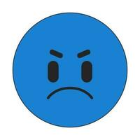 Angry emoticon flat line color isolated vector object. Hate, dislike reactions. Angry face emoji. Editable clip art image on white background. Simple outline cartoon spot illustration for web design