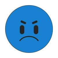 Angry emoticon flat line color isolated vector object. Hate, dislike reactions. Angry face emoji. Editable clip art image on white background. Simple outline cartoon spot illustration for web design