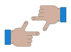 Finger framing flat line color isolated vector object. Focus gesture. Hand frame. Perspective. Editable clip art image on white background. Simple outline cartoon spot illustration for web design