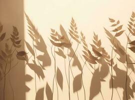 Beige shadows leaves background photo