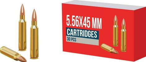 Ammunition cartridges 5.56x45mm vector illustration , gun weapon ammo box stock vector image