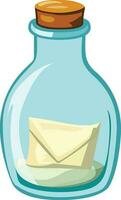 Message in the bottle vector illustration, vintage bottle with an envelope in it flat style stock vector image