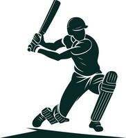 cricket player taking a shot vector illustration, Cricket batsman hitting the ball detailed silhouette vector image