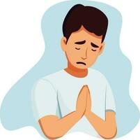 Man feeling bad apologetic, Man praying to god flat style stock vector image, A man feeling sad praying god stock vector illustration