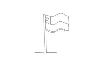 A Chilean flag flutters on a pole vector