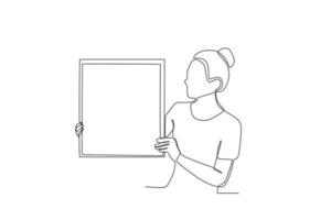 A woman shows her presentation board vector