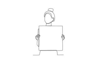 A woman holding a presentation board vector