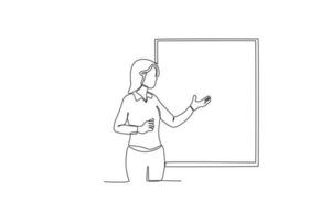 A woman focuses on a presentation in class vector