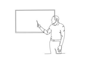 A male teacher shows the results of his report vector