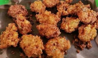 Pile of fried foods made from corn photo