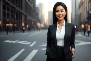 Woman pretty smiling professional business woman, happy confident positive . Generative AI photo
