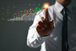 Analysis profitability positive indicators of working companies with digital augmented reality graphics. photo