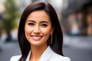 Woman pretty smiling professional business woman, happy confident positive . photo