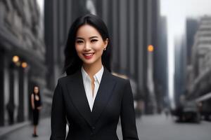 Woman pretty smiling professional business woman, happy confident positive . Generative AI photo