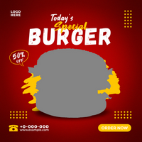 Food Social Media Promotion Banner Post Template For Burger Post psd