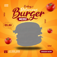 Comida social meios de comunicação promoção bandeira postar modelo para hamburguer postar psd