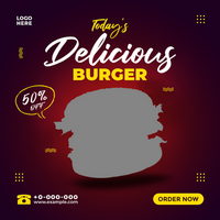 Food Social Media Promotion Banner Post Template For Burger Post psd