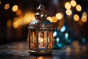 Eid mubarak and ramadan kareem greetings with islamic lantern and mosque. Eid al fitr background. Eid al fitr background of window concept by photo