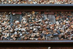 railway tracks with ballast photo