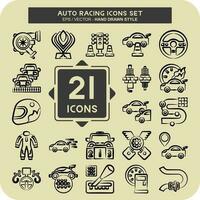 Icon Set Auto Racing. related to Racing symbol. hand drawn style. simple design editable. simple illustration vector