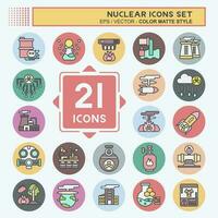 Icon Set Nuclear. related to Nuclear symbol. color mate style. simple design editable. simple illustration vector