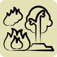 Icon Forest Fires. related to Nuclear symbol. hand drawn style. simple design editable. simple illustration vector