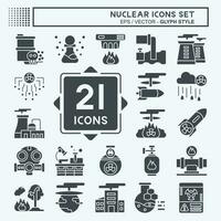 Icon Set Nuclear. related to Nuclear symbol. glyph style. simple design editable. simple illustration vector