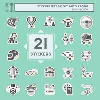 Sticker line cut Set Auto Racing. related to Racing symbol. simple design editable. simple illustration vector