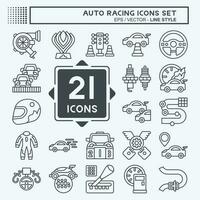 Icon Set Auto Racing. related to Racing symbol. line style. simple design editable. simple illustration vector