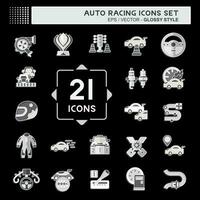 Icon Set Auto Racing. related to Racing symbol. glossy style. simple design editable. simple illustration vector