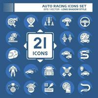 Icon Set Auto Racing. related to Racing symbol. long shadow style. simple design editable. simple illustration vector