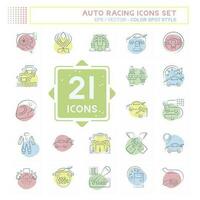 Icon Set Auto Racing. related to Racing symbol. Color Spot Style. simple design editable. simple illustration vector