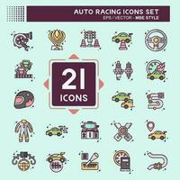 Icon Set Auto Racing. related to Racing symbol. MBE style. simple design editable. simple illustration vector