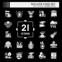 Icon Set Nuclear. related to Nuclear symbol. glossy style. simple design editable. simple illustration vector