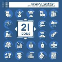 Icon Set Nuclear. related to Nuclear symbol. long shadow style. simple design editable. simple illustration vector