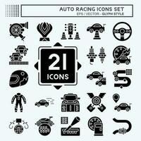 Icon Set Auto Racing. related to Racing symbol. glyph style. simple design editable. simple illustration vector