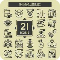 icono conjunto nuclear. relacionado a nuclear símbolo. mano dibujado estilo. sencillo diseño editable. sencillo ilustración vector